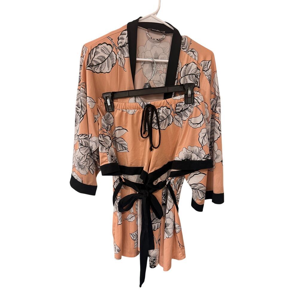 Chic Linea Donatella Orange & Black PJ Set - Size Small - Picture 1 of 9